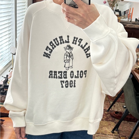 Polo Ralph Lauren Womens Polo Bear Oversized Fleece Crew Neck - White XL - Picture 8 of 13
